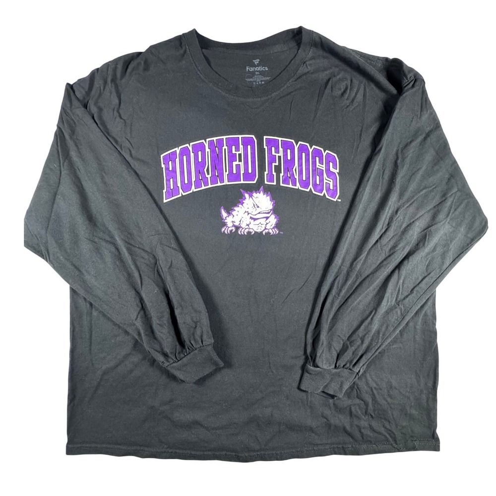 Fanatics TCU Horned Frogs T-Shirt Men 3XL Black Long Sleeve Graphic NCAA Tee - Picture 2 of 7
